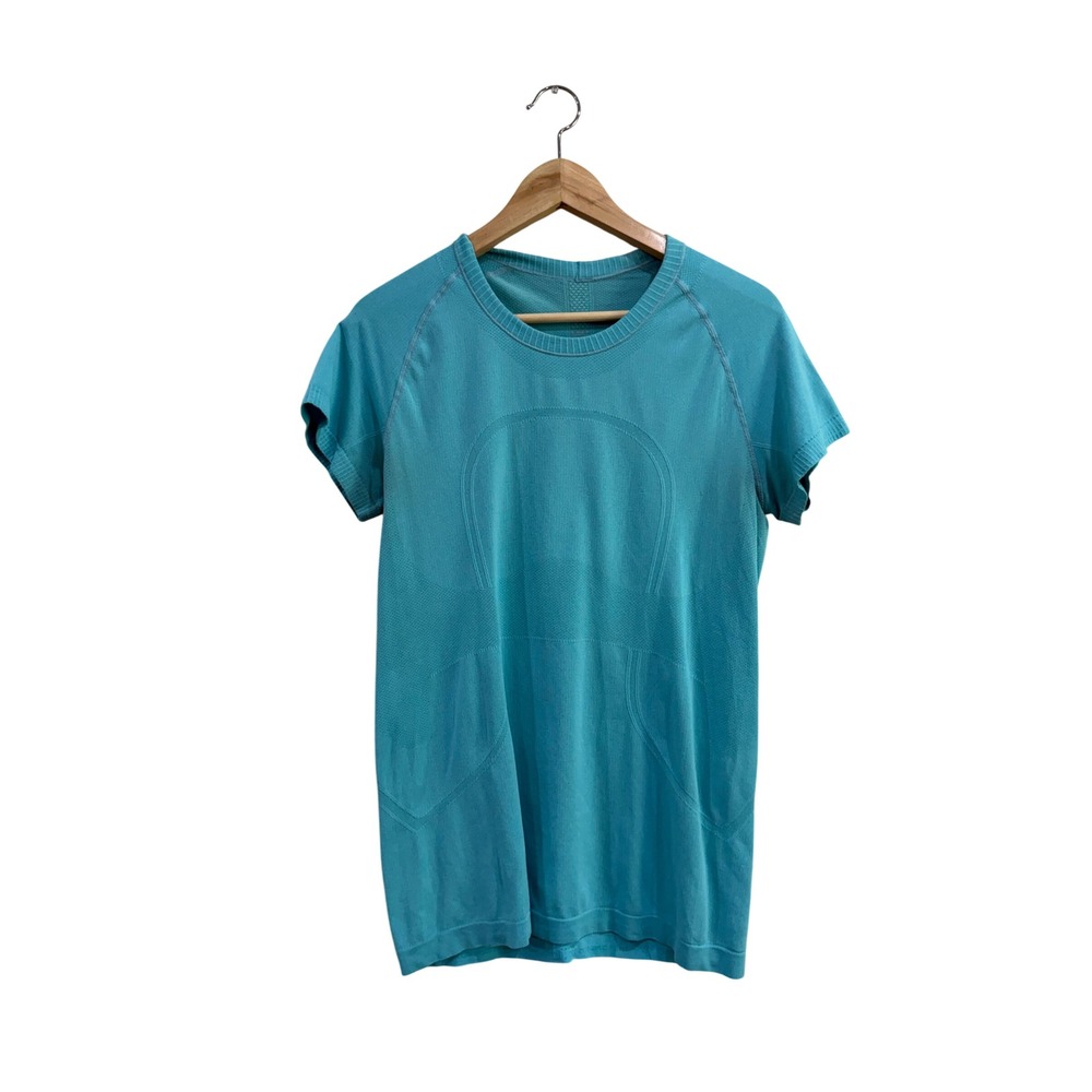 Lululemon Swiftly Tech Short Sleeve Crew Turquoise Blue Running Top Size 12